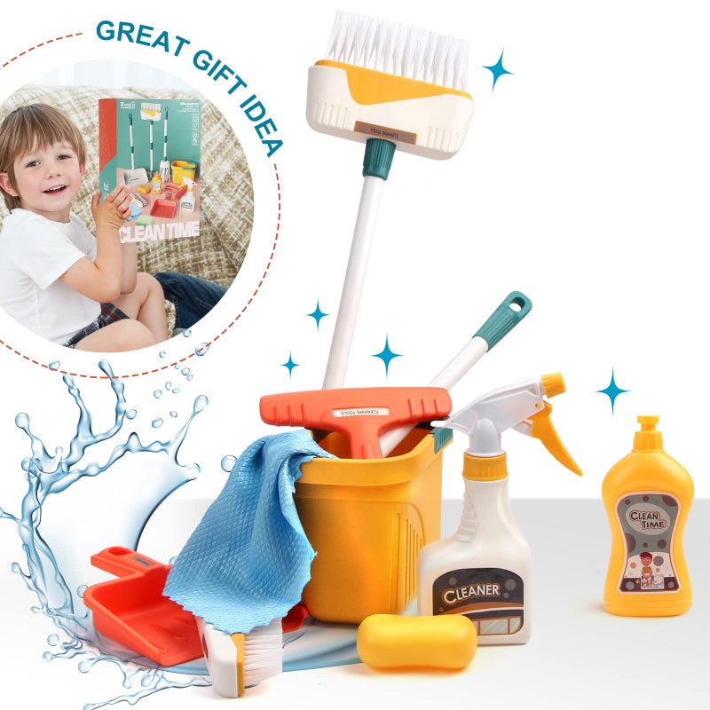 Jenilily Detachable Kids Cleaning Toy Set - Broom Dustpan Mop Brush Rag  Play Housekeeping Kit  Really STEM Toddler Clean Toys Gift for Girls & Boys 1-3 - Image 5